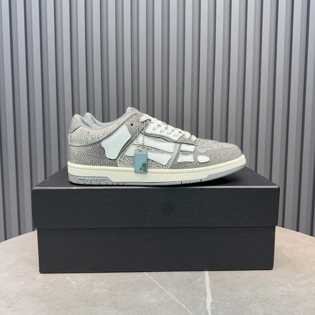 Men's men's shoes 💰600 AMIRI high street sneakers with bone sports shoes, toe layer cowhide upper, upper side bones, hand-stitched, good three-dimensional effect, customized metal LOGO, size 38-45 46